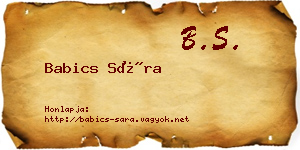 Babics Sára névjegykártya
