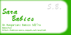 sara babics business card